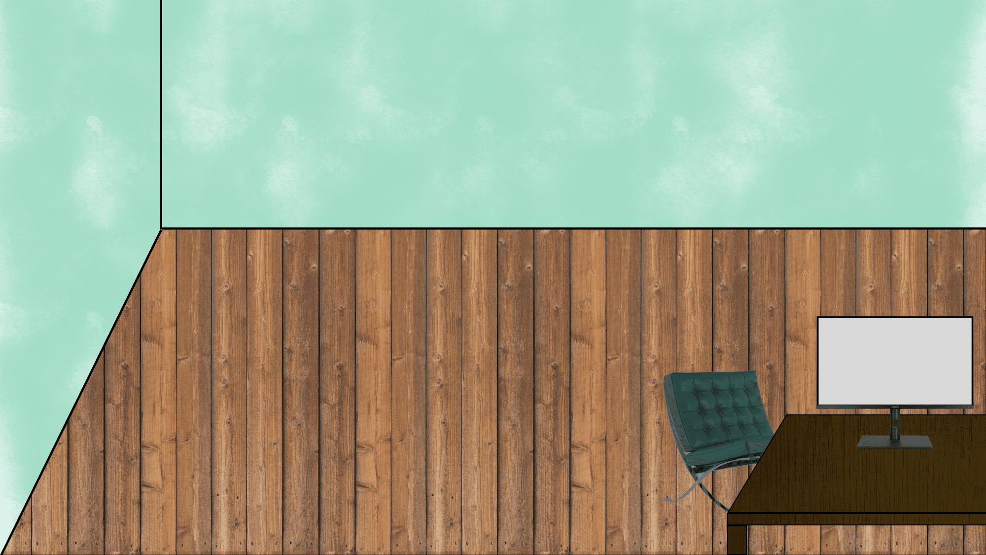 Illustrated room for Ayman Khan's portfolio